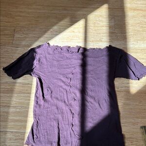 Baserange | Vein Tee Shirt - Fine Organic Cotton Rib - Purple